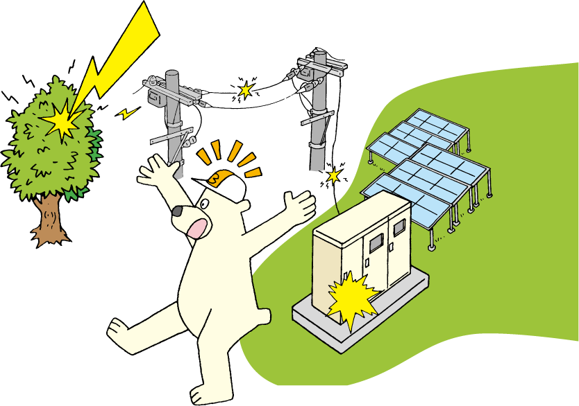 落雷により高圧受変電設備の焼損発生 イラスト