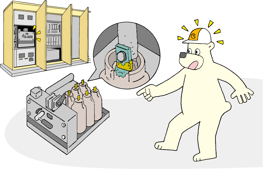 落雷により高圧受変電設備の焼損発生 イラスト